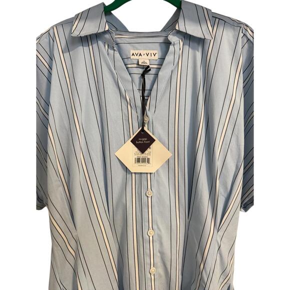 Ava And Viv Women's Short Sleeve‎ Pleated Midi Shirtdress, Size 1X - Picture 3 of 4